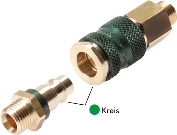 Kupplungsdose (NW7,2) G 1/4"(AG), grün, Kreis Ø 12,5 mm