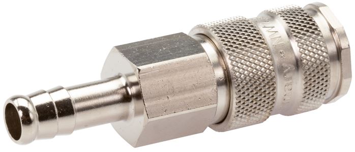 Coupling socket (NW7.2) 9 (3/8")mm hose, hardened steel, nickel-plated / nickel-plated brass