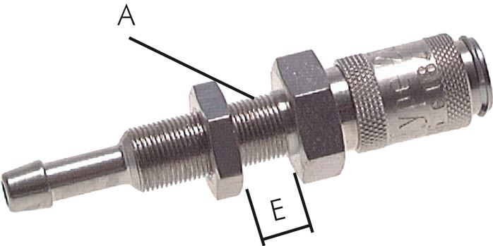 Douille de couplage Schott (NW2.7) tuyau 4 mm, laiton nickelé