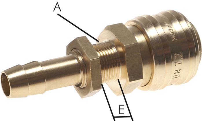 Bulkhead coupling socket (NW7.2) 8 (5/16")mm hose, brass