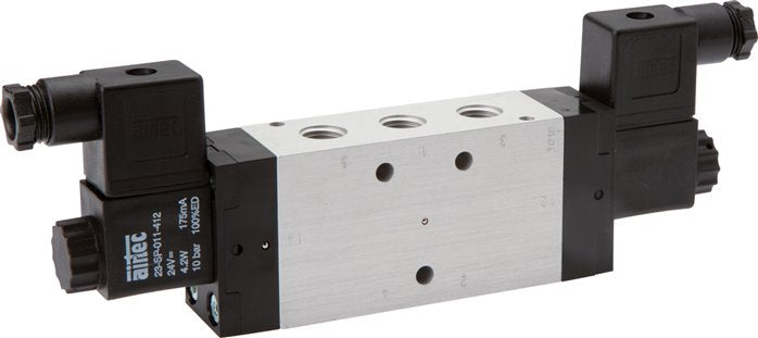 5/3-Wege Magnetventil, G 1/8", Mittelstellung entlüftet, 24 V DC, Standard