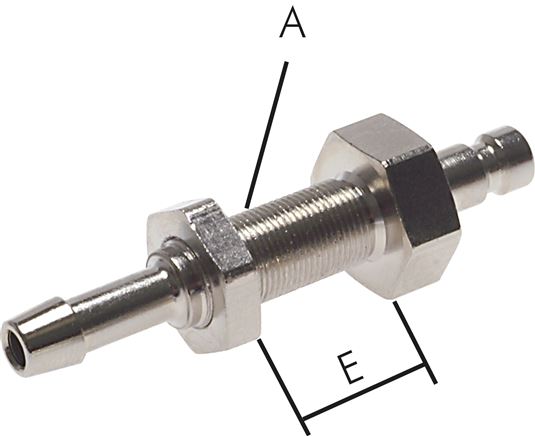 Bouchon de raccord de cloison (NW2.7) tuyau 3 mm, laiton nickelé