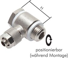 Angle screw connection G 1/4"-6x4mm, nickel-plated brass, hollow screw