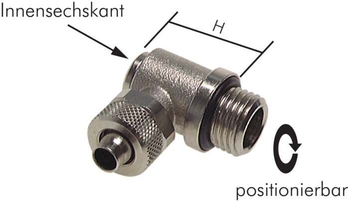 Winkel-Verschraubung G 1/4"-10x8mm, Messing vernickelt, Innenskt.