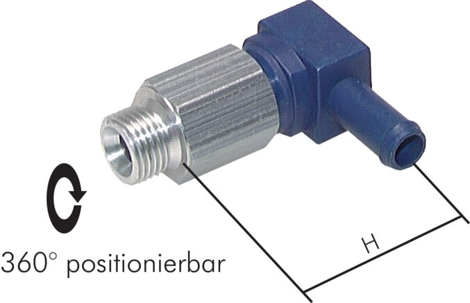 Angled plug connection, long M 5-3mm inside, aluminum