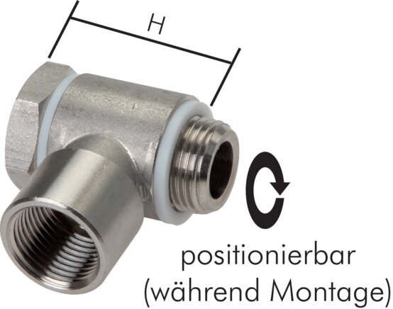 Elbow screw connection G 1/8" male/female thread, 1.4404, hollow screw