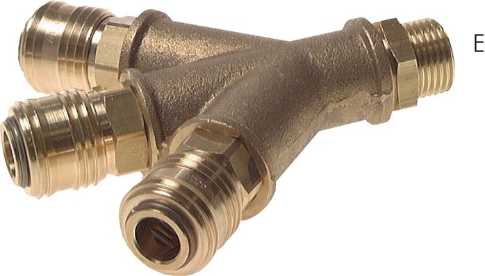 3-way air switch with coupling sockets, G 1/4"