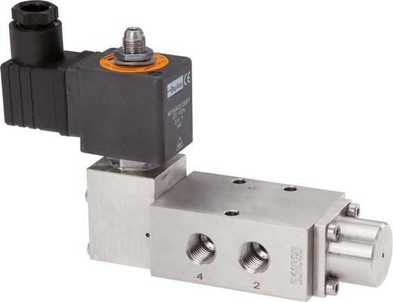 Électrovanne 5/2 voies, G 1/4", rappel par ressort, 24 V DC