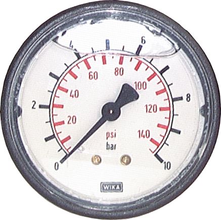 Glycerin pressure gauge horizontal (KU/Ms), 63mm, 0 - 1.6 bar