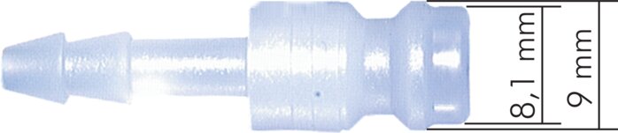 Bouchon d'accouplement (NW5) tuyau 6 (1/4")mm, PVDF