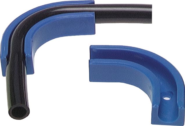 Support de tuyau 90°, bleu pour tuyau de 6 mm