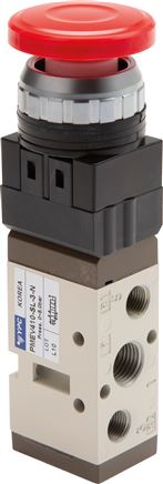 5/2-way valve G 1/4", black mushroom button