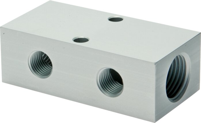 Distribution strip 2x G 1/2"-4x G 1/4", anodized aluminum