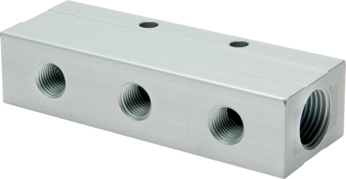 Distribution strip 2x G 3/8"-3x G 1/8", anodized aluminum