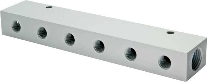 Distribution strip 2x G 3/8"-12x G 1/8", anodized aluminum