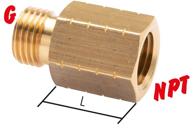 Reducing nipple G 1"(AG)-NPT 1"(IG), brass