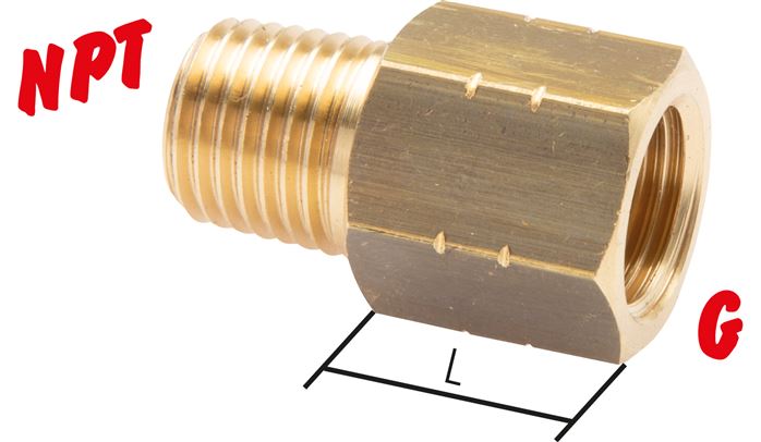 Mamelon réducteur NPT 3/4"(AG)-G 3/4"(IG), laiton