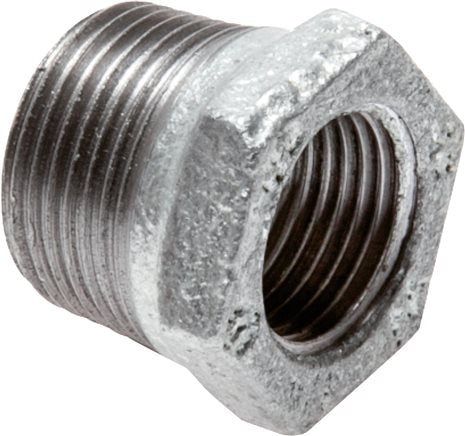 Reducing nipple R 2-1/2"(AG)-Rp 1-1/2"(IG), malleable cast iron, galvanized