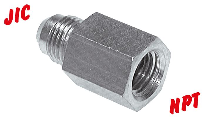 Mamelon de réduction UNF 7/8"-14(JIC-AG)-NPT 1/2"(IG), acier galvanisé