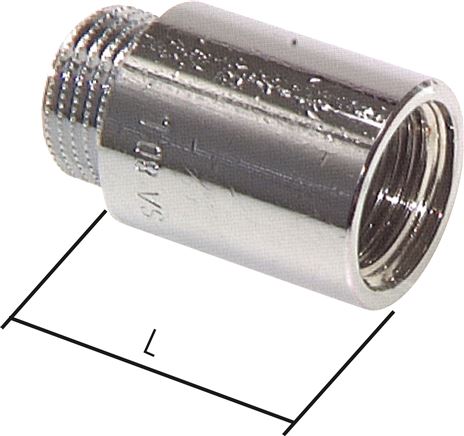 Thread extension G 1/2"-65mm, chrome-plated brass