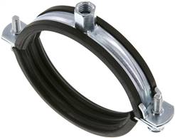 Pipe clamp 87 - 92mm, galvanized steel with insert, FISCHER