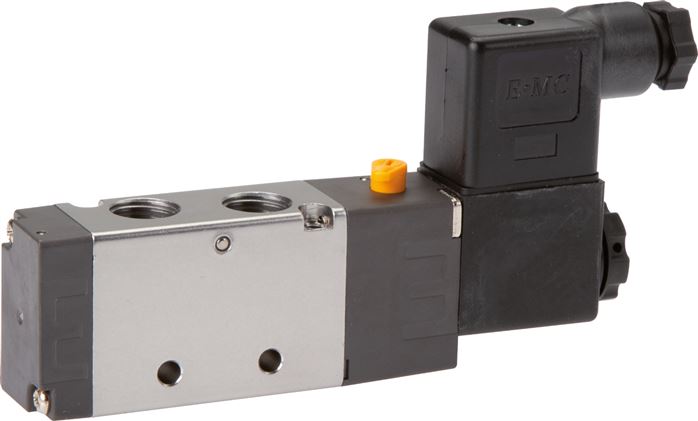 5/2-way solenoid valve, G 1/4", spring return, 12 V DC