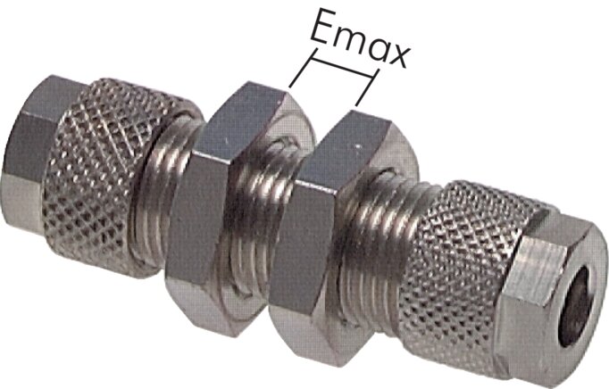 Bulkhead screw connection 11.6x9 - 11.6x9mm, nickel-plated brass
