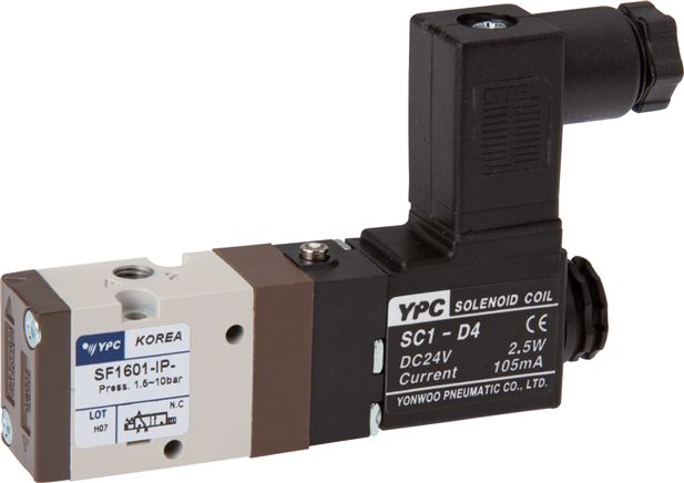 3/2-Wege Magnetventil, M 5, Federrückstellung (NC), 24 V DC