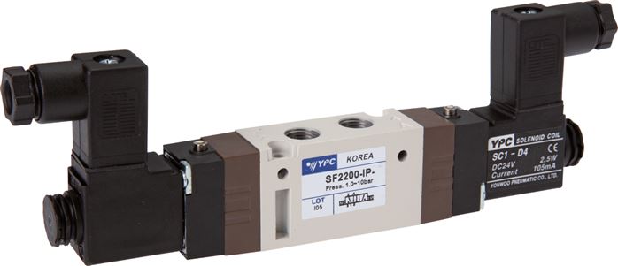 5/2-way solenoid valve, G 1/8", pulse valve, 24 V DC