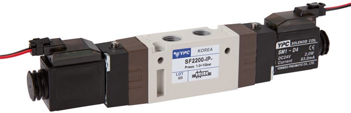 5/2-way solenoid valve, G 1/8", pulse valve, 24 V DC