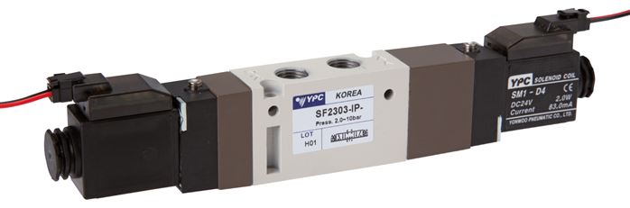 5/3-Wege Magnetventil, G 1/8", Mittelstellung geschlossen, 24 V DC