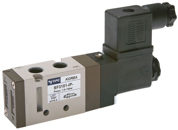 5/2-way solenoid valve, G 1/8", spring return, 24 V DC