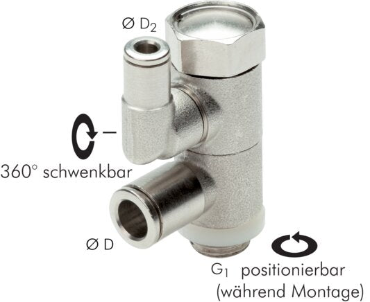 Stoppverschraubung G 1/4"-G 1/4", mit Handnotbetätigung IQS-MSV