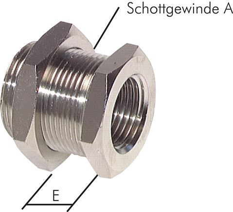 Raccord à vis pour cloison G 3/8"-G 1/2", laiton nickelé