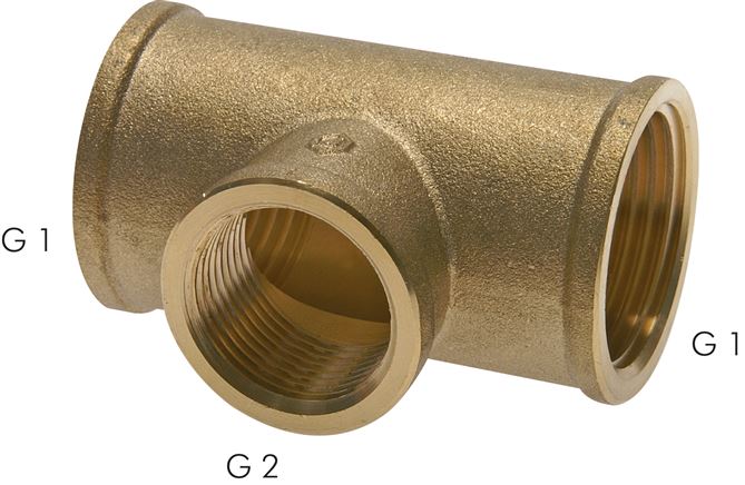 Pièce en T Rp 3/4"-Rp 1/2"-Rp 3/4" (filetage femelle), laiton