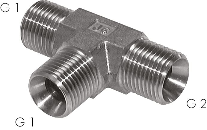 Pièce en T, cône 60° G 1/4"-G 1/4"-G 1/4" (AG), V4A