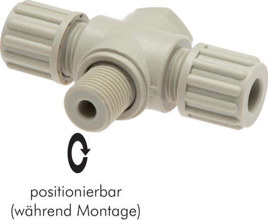 T-screw G 1/8"-6x4mm, polypropylene, hollow screw