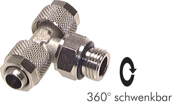 T-swivel fitting G 1/8"-8x6mm, nickel-plated brass
