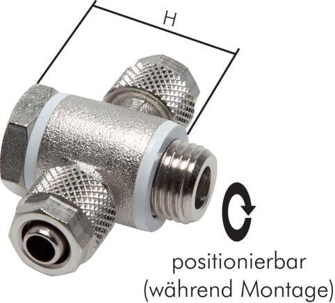 T-connection G 1/2"-12x10mm, nickel-plated brass, hollow screw
