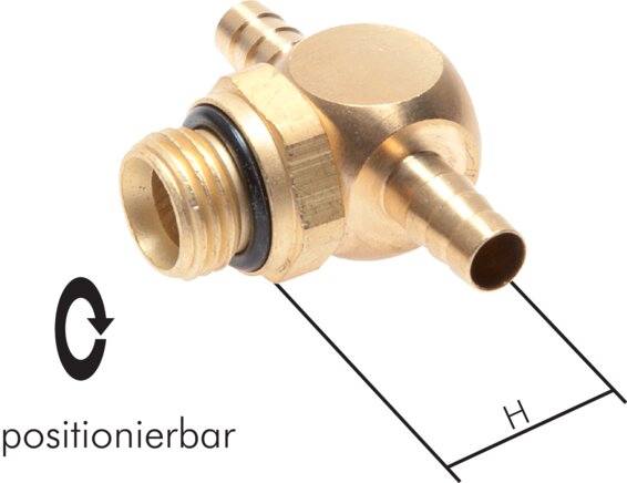 T-connector, G 1/4"-4mm inside, brass