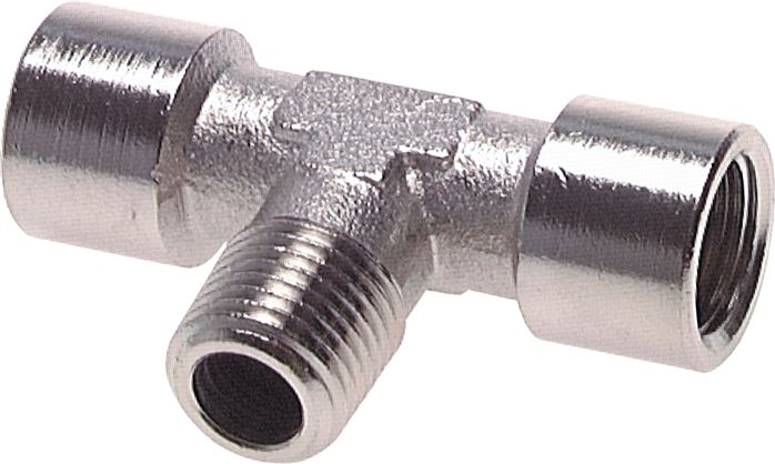 T-Einschraubstück G 1/4"(IG)-R 1/4"(AG), Messing vernickelt