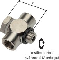 T-screw connection G 3/8" male/female thread, aluminum, with hollow screw