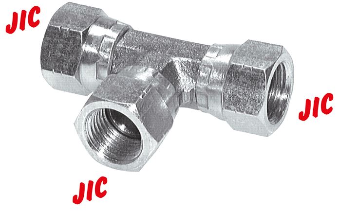 Raccord à vis en T, UNF 1/2"-20 (JIC), acier galvanisé