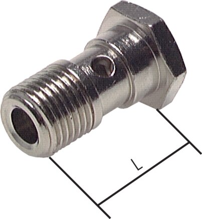Banjo screw, 1-fold G 1/8"-22.5mm, nickel-plated brass
