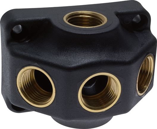 Wall socket (air switch) G 1/2"-3x G 1/2", feed-through distribution box