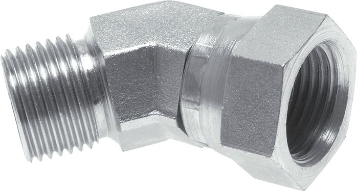 45° screw-in angle, 60° cone, G 1/2", galvanized steel