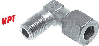 Winkel-Schneidringverschraub. NPT 1/4"-6 L (M12x1,5), ohne Mutter & Schneidring, Stahl verzinkt