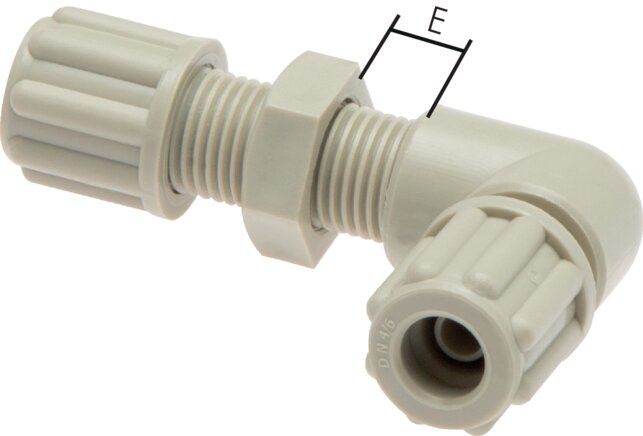Elbow bulkhead screw connection 6x4mm, polypropylene