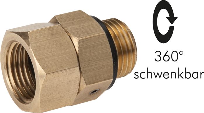 Hot water swivel joint, G 1"-G 1", brass