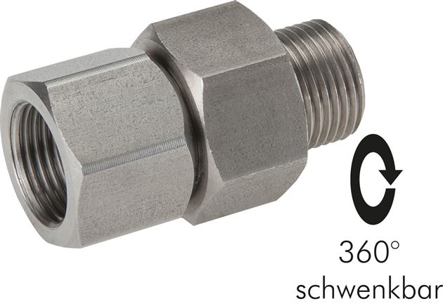 Hot water swivel joint, G 1/2"-G 1/2", stainless steel, PN350